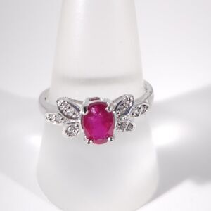 Niassa Ruby 1.1 Carats and White Zircon Ring Size 9